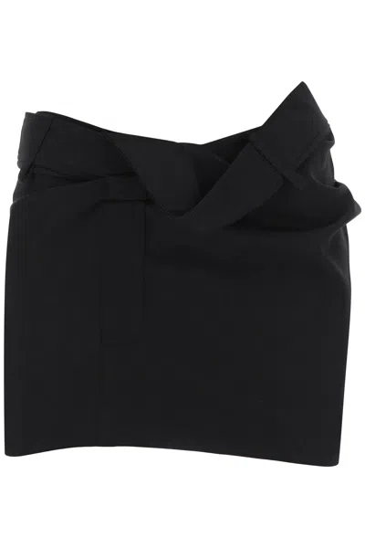 Shop Jacquemus Stunning Black Draped Mini Skirt For Fashionable Women