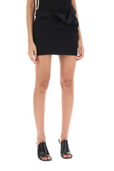 Shop Jacquemus Stunning Black Draped Mini Skirt For Fashionable Women