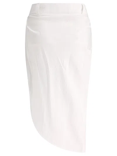 Shop Jacquemus Women's Asymmetric White Skirt For Ss24