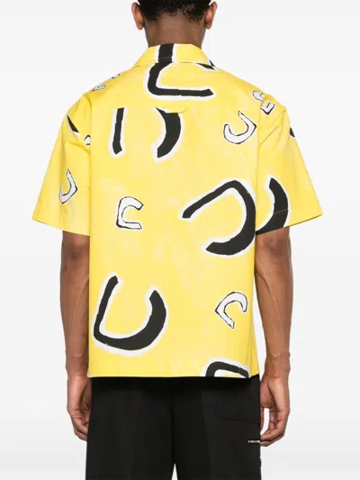Shop Jacquemus Yellow Cotton Embroidered Camp Collar Shirt For Men