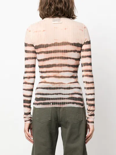 Shop Jean Paul Gaultier Striped Long Sleeve Turtleneck Top For Women In Beige