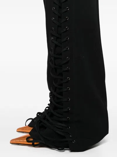 Shop Jean Paul Gaultier Women's Black Wool Tailored Trousers For Ss24