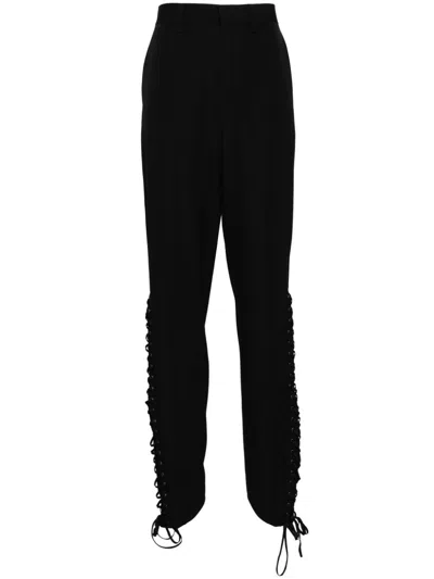 Shop Jean Paul Gaultier Women's Black Wool Tailored Trousers For Ss24