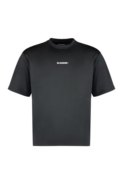Shop Jil Sander Black Technical Fabric Crew-neck T-shirt For Men