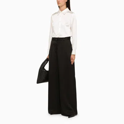 Shop Jil Sander Black Wide-leg Viscose-silk Pants For Women