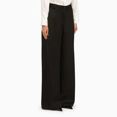 Shop Jil Sander Black Wide-leg Viscose-silk Pants For Women