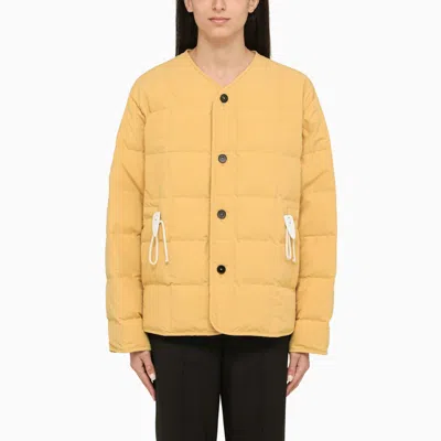 Shop Jil Sander Quilted Gold-coloured Down Jacket With Drawstring Waist And Button Fastening For Women In Yellow