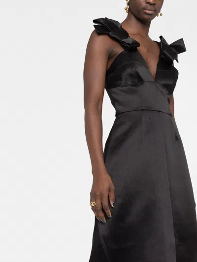 Shop Jil Sander Elegant Black Midi Dress With Bow Detail For Women