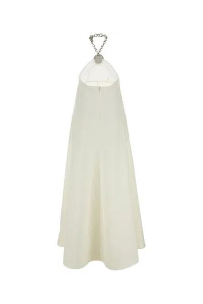 Shop Jil Sander Elegant Chain-halterneck Dress In Ecru For Women