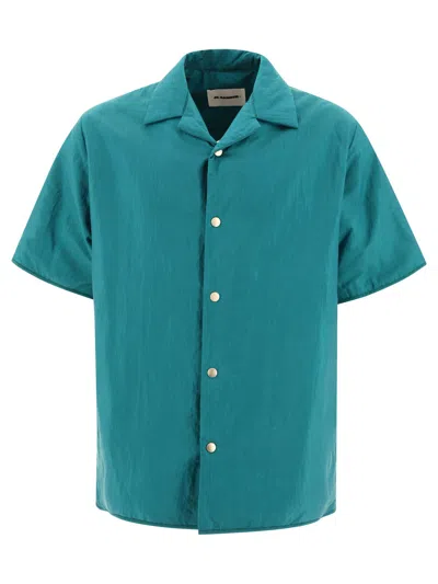 Shop Jil Sander Green Nylon Overshirt For Men