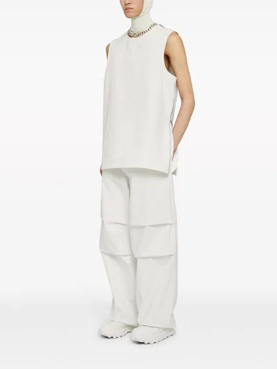 Shop Jil Sander Ivory White Tapered Cotton Trousers For Men | Fw23 Collection