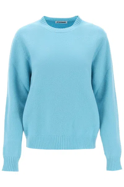 Shop Jil Sander Light Blue Wool Crew-neck Sweater For Women