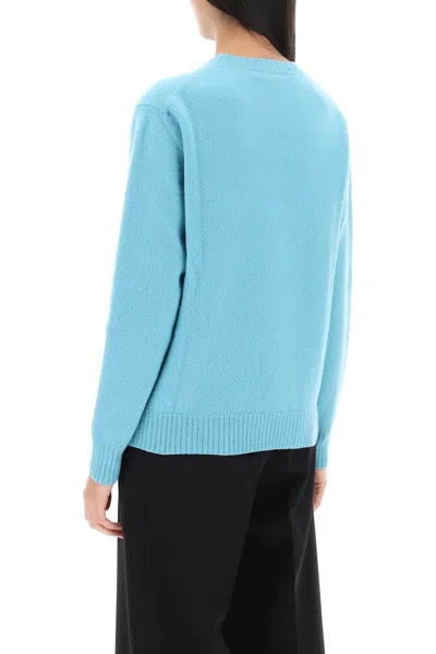 Shop Jil Sander Light Blue Wool Crew-neck Sweater For Women