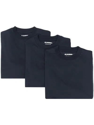 Shop Jil Sander Logo-patch T-shirt (pack Of 3) In Blue, For Women From Ss24 Collection