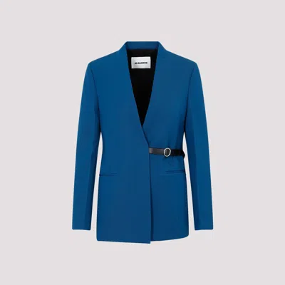 Shop Jil Sander Luxurious Blue Wool Jacket For Women