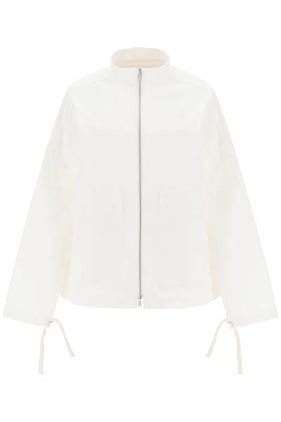 Shop Jil Sander Oversized Blouson Jacket In Pure Cotton Canvas In White