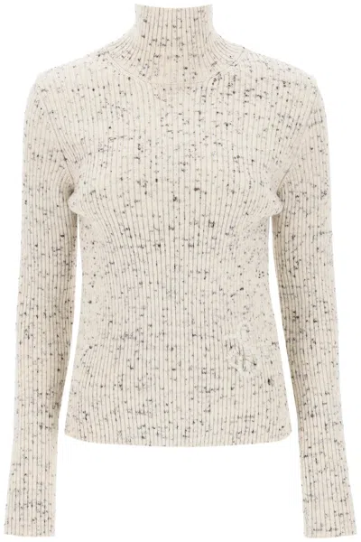 Shop Jil Sander Speckled Wool High-neck Sweater For Women In White