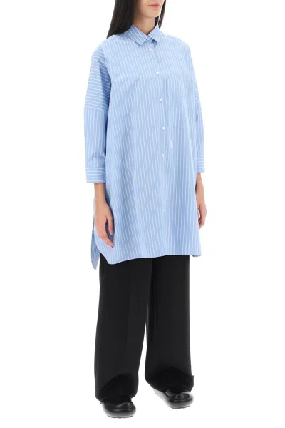 Shop Jil Sander Striped Poplin Maxi Shirt For Women In Oversized Volume In Multicolor