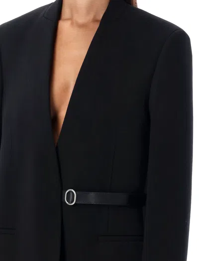 Shop Jil Sander Tailor-made Leather Belt Blazer For Women In Black