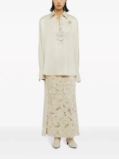 Shop Jil Sander Women's Beige Viscose And Silk Shirt For Ss24