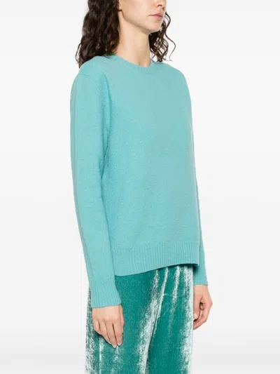 Shop Jil Sander Women's Turquoise Blue-green Wool Knit Crewneck Jumper
