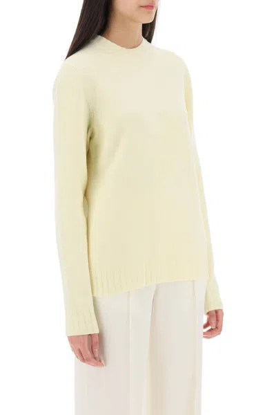 Shop Jil Sander Yellow Crew-neck Wool Sweater For Women