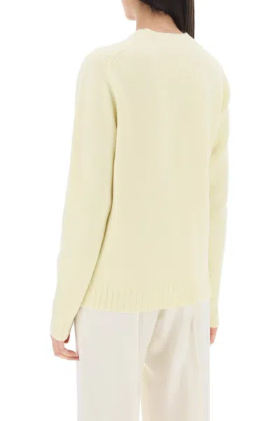 Shop Jil Sander Yellow Crew-neck Wool Sweater For Women