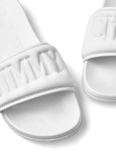 Shop Jimmy Choo White Leather Pool Slippers For Women In Ss24