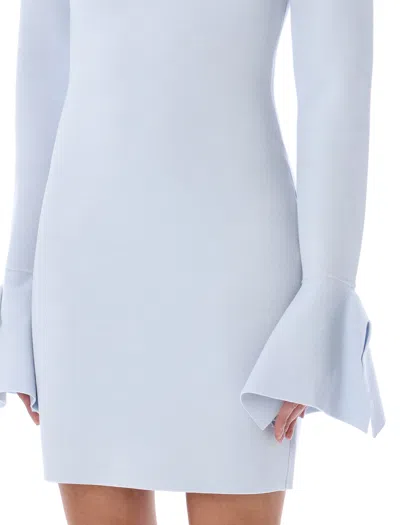 Shop Jw Anderson Feminine Ruffle Sleeves Mini Dress In Light Blue