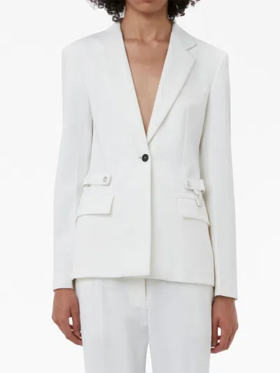 Shop Jw Anderson Sophisticated Optical White Stretch Blazer With Notched Lapels For Women