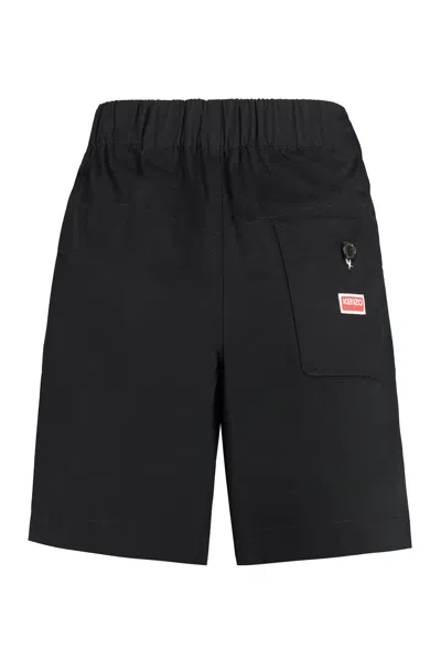 Shop Kenzo Black Cotton Shorts For Women With Elastic Back Waist Insert