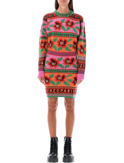Shop Kenzo Fairisle Lurex Dress In Multicolor For Women