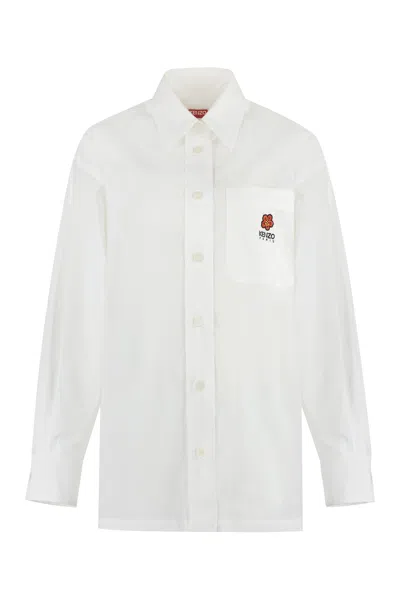 Shop Kenzo Flower Embroidered Shirt For Women In White