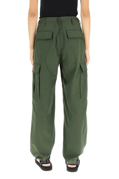 Shop Kenzo Green Cotton Pants For Women
