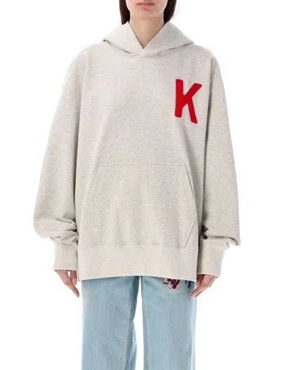 Shop Kenzo Lucky Tiger Cotton Hoodie For Women In Gray Melange