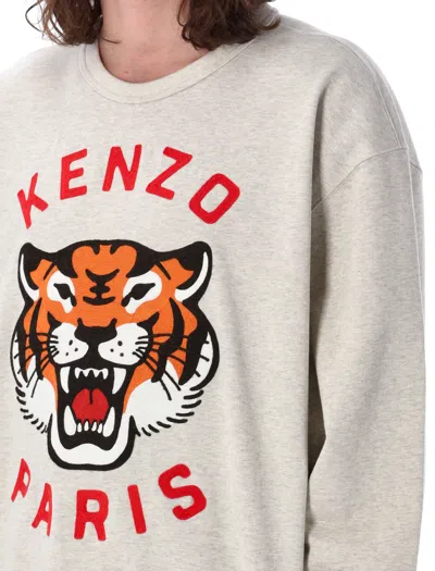 Shop Kenzo Lucky Tiger Oversize Men's Sweatshirt In Grey Melange For Ss24 In Gray