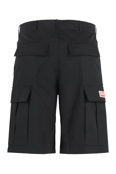 Shop Kenzo Men's Black Cargo Bermuda Shorts For Ss23