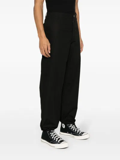 Shop Kenzo Men's Black Cotton Cargo Trousers With Ripstop Texture And Signature Details