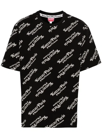 Shop Kenzo Men's Logo Print Cotton T-shirt In Black
