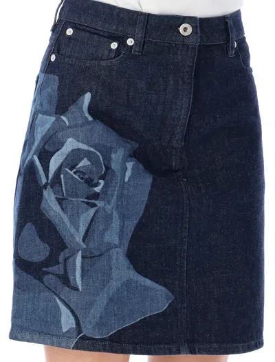 Shop Kenzo Rinse Blue Denim Rose Small Skirt For Women In Rinse_blue_denim