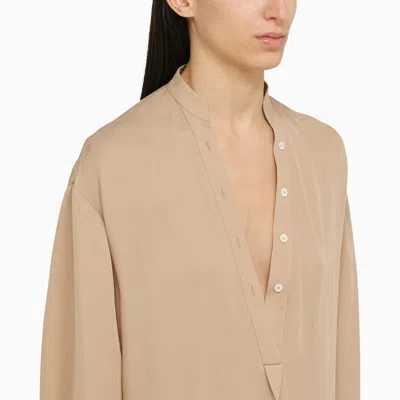 Shop Khaite Beige Silk Chemise Dress For Women
