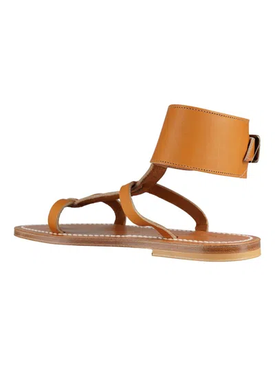 Shop Kjacques Brown Leather Ankle Fastening Sandals For Women (ss23)