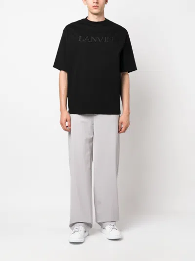 Shop Lanvin Black Logo Appliqué Cotton T-shirt For Men From Ss24 Collection