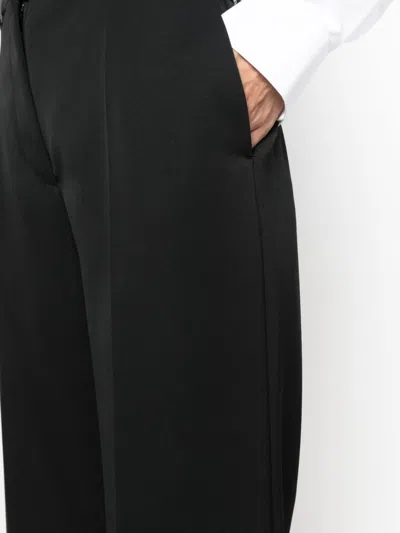 Shop Lanvin Classic Black Wide-leg Wool Trousers For Women