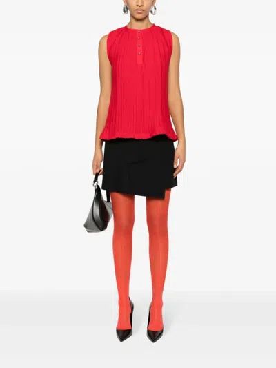 Shop Lanvin Draped Pleated Top In Radiant Red
