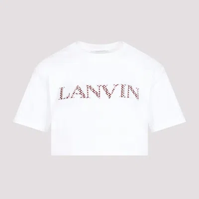 Shop Lanvin Embroidered White Cropped T-shirt For Women