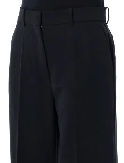 Shop Lanvin Flared High Rise Formal Pants With Wide Cuffs For Women In Black