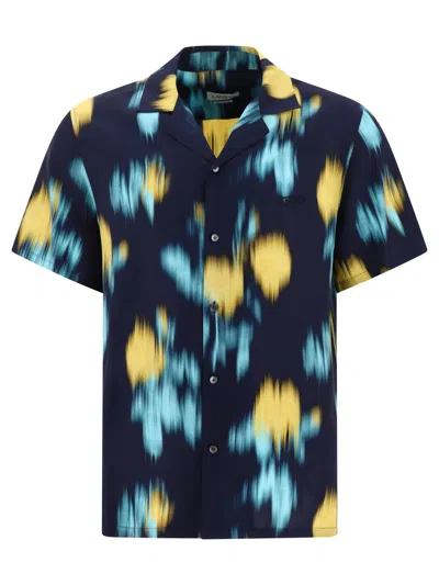 Shop Lanvin Men's Navy Silk Printed Shirt For Ss24 In Blue