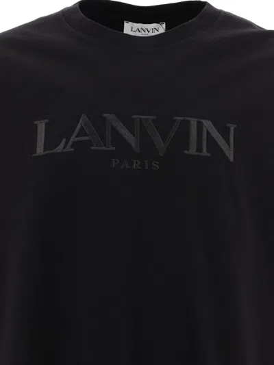 Shop Lanvin Men's Oversize Black T-shirt With Embroidered Logo