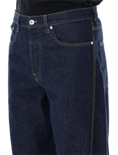Shop Lanvin Men's Twisted Denim Pants In Blue